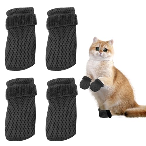 Qianeffort Katzenschuhe, kratzfeste Katzenkrallenabdeckungen, Katzenstiefel, atmungsaktive Netzsocken für Katzen, Hundeschuhe, Katzenkrallensocken, Socken für Katzen, Katzenschuhe für Haustiere zum von Qianeffort