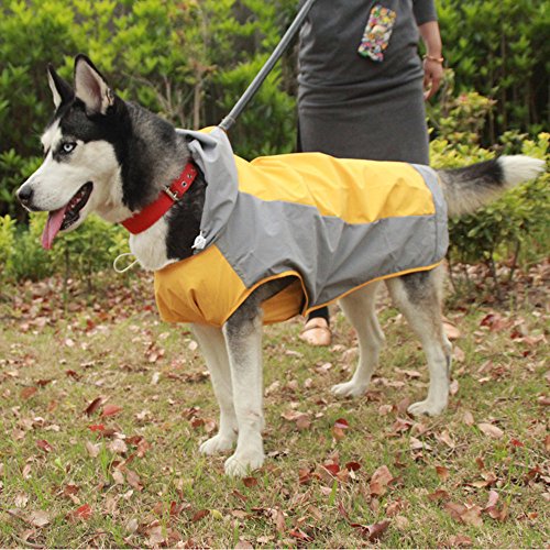 Qianliniuinc Großer Hund Zwei Farbe Breathable Regenmantel wasserdichte Regen Mantel Jacke Haustier Kleidung NO.6-12 (Gelb) von Qianliniuinc