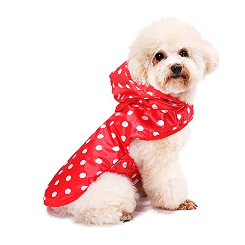 Qianliniuinc Mode-Welle-Punkt-Regen-Mantel-Jacken-Haustier-Hundewelpen-wasserdichtes mit Kapuze Regenmantel XS-XL(Rose Rot) von Qianliniuinc