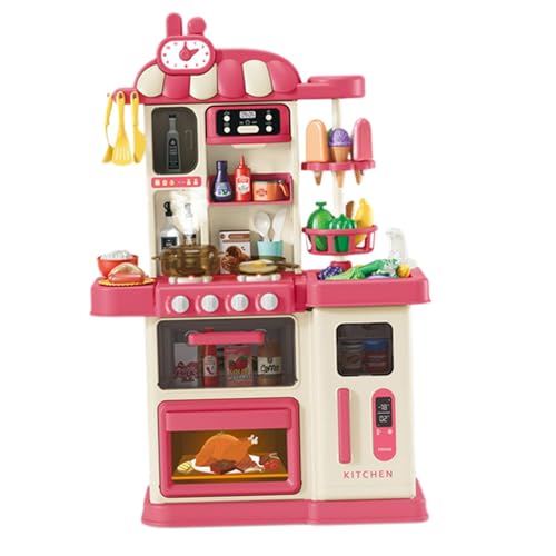 Qianly 47-teiliges Küchenspielset, Spielzeug, Kochen, Spielset mit Essen und Geschirr für das Puppenhaus, Rot von Qianly