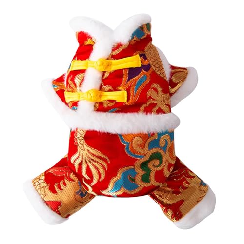 Qianly Chinesisches Neujahr Hundekostüm Hund Tang Kostüm Haustierkostüm Hund Knoten Knöpfe Mantel für Katzen Feiertag Chinesische Neujahrsfeier, L von Qianly