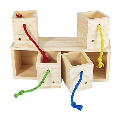 Qianly Futterspielzeug, interaktives Spielzeug, Intelligenzspielzeug, Futterhäuschen für Vögel aus Holz, von Qianly