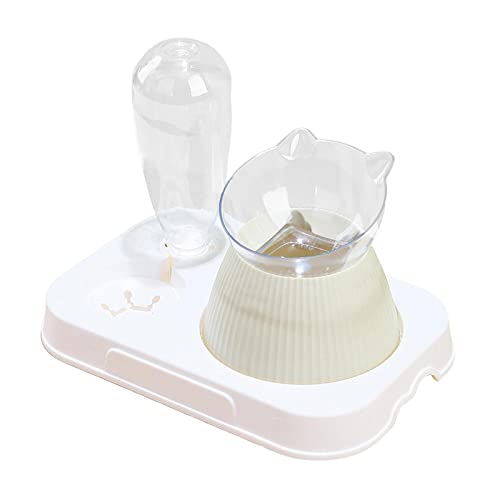 Qianly Gekippter Katzennapf Pet Feeder Tränke Hundenapf, Futterwasserflasche Wasserspender, für Kätzchen, Kleine Hunde, Haustierfütterung Und Wasserversorgun, Grau-weiß Qianly Gekippter Katzennapf Pet Feeder Tränke Hundenapf, Futterwasserflasche Wasserspender, für Kätzchen, Kleine Hunde, Haustierfütterung Und Wasserversorgun, Grau-weiß von Qianly