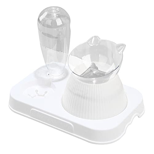 Qianly Gekippter Katzennapf Pet Feeder Tränke Hundenapf, Futterwasserflasche Wasserspender, für Kätzchen, Kleine Hunde, Haustierfütterung Und Wasserversorgun, Weiss von Qianly