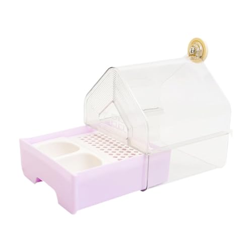 Qianly Hängendes Vogelbad Vogelbad Schale Käfigzubehör Vogelbadewanne Als Futterspender Und Wasserstelle Aus Transparentem Material für Kleine Vögel Balkon, Hellviolett von Qianly