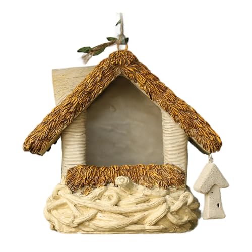 Qianly Hängendes Vogelhaus, Käfig, Vogelschutz, Vogelzuchtbox für den, Reetgedeckte Hausform Qianly Hängendes Vogelhaus, Käfig, Vogelschutz, Vogelzuchtbox für den, Reetgedeckte Hausform von Qianly