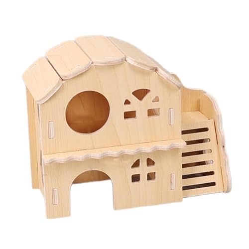Qianly Hamsterhaus aus Holz, handgefertigt, Versteck, kleine Haustiere, Spielhütte für Meerschweinchen, Zwerghamster, Villa von Qianly