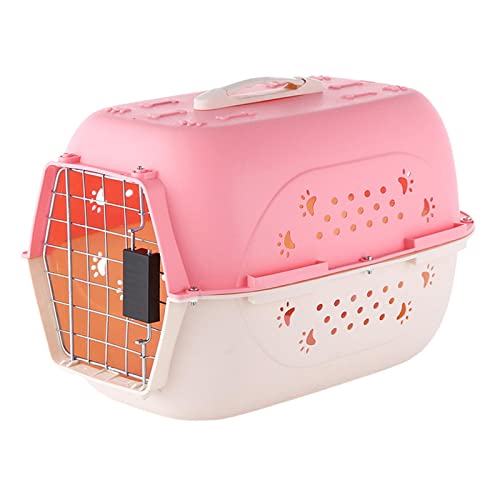 Qianly Hartschalen-Reisetasche für Haustierbedarf, Airline-Tragetasche, Hunde- und Katzenkäfig für kleine, mittelgroße Tiere, Kätzchen, Welpen, Sightseeing, 58x40x36cm Rosa von Qianly