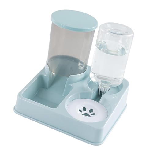 Qianly Haustierfutter- und Wasserspender, Doppelschüssel -Katzenfuttermittel, für Hunde und Haustiere, die leicht zu reinigen zu reinigen, Selbstversuche zu, GrÜn von Qianly