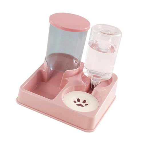 Qianly Haustierfutter- und Wasserspender, Doppelschüssel -Katzenfuttermittel, für Hunde und Haustiere, die leicht zu reinigen zu reinigen, Selbstversuche zu, Rosa von Qianly