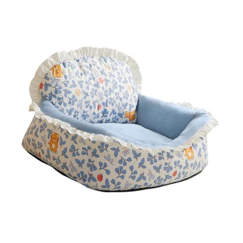 Qianly Haustierhundbett Warm Warmes Zwinger Sofa Nicht Schleuderboden Kitty Elegant Herbst Winter Bequemer Welpe Home Dekoration Warm für Innenkatzen, Blumenblau Qianly Haustierhundbett Warm Warmes Zwinger Sofa Nicht Schleuderboden Kitty Elegant Herbst Winter Bequemer Welpe Home Dekoration Warm für Innenkatzen, Blumenblau von Qianly