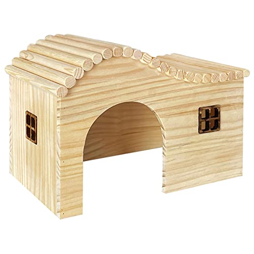 Qianly Hochwertiges Holzhaus für Hamster, langlebiges Spielzeug für Kauen und Nisten, ideal für Kaninchen, Mäuse und Meerschweinchen von Qianly