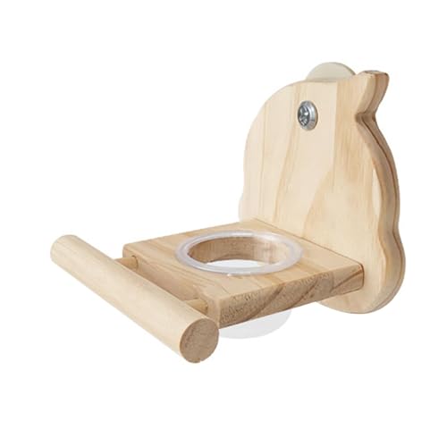 Qianly Hölzerne Barsch Ständer hängende Feeder Papagei Vogel Barsch mit Fütterungstasse Vogelfutter Feeder für Pfirsichgesicht Lovebirds Cockatiels, Vogelförmig von Qianly