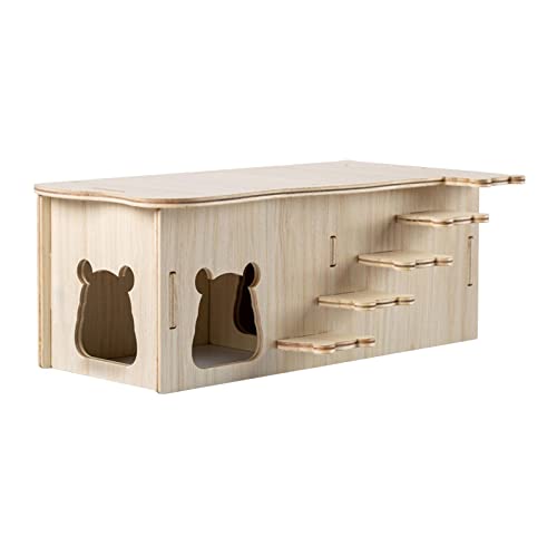 Qianly Hölzerner Hamster-Haus-Käfig-Zusätze Hamster-Versteck-Holzspielzeug für Hamster-Mäuse, Stil z von Qianly