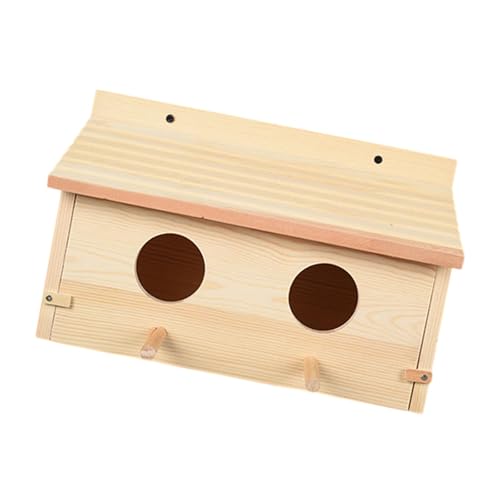 Qianly Holz Vogelhaus Vogelhütte Käfig Wetterfestes Garten Dekor Outdoor Vogelhaus 2 Löcher für Papageien Hummingbird Finch Qianly Holz Vogelhaus Vogelhütte Käfig Wetterfestes Garten Dekor Outdoor Vogelhaus 2 Löcher für Papageien Hummingbird Finch von Qianly