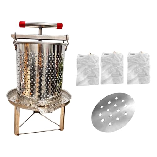 Qianly Honigschleuder, Obstweinpresse, Stabiler Unterbau, Manueller Brecher für Weinherstellung, 3 Filtersiebe von Qianly