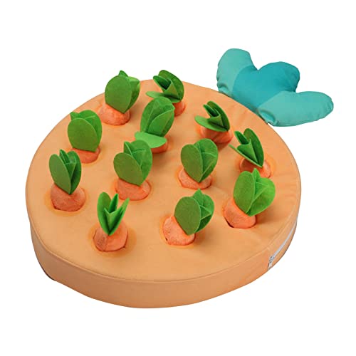 Qianly Hunde-Plüsch-Karottenmatte, interaktives Hundespielzeug, kreatives Slow-Feeder-Hunde-Puzzle-Spielzeug für kleine und mittelgroße Hunde, 12 Stück Karotten von Qianly