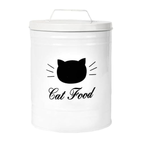 Qianly Hundesnackbehälter Luftdichter Aufbewahrungsbehälter für Snacks Metall Vorratsdose mit Griff für Haustiere für Hund Katze Küche Wohnzimmer, Weiß Qianly Hundesnackbehälter Luftdichter Aufbewahrungsbehälter für Snacks Metall Vorratsdose mit Griff für Haustiere für Hund Katze Küche Wohnzimmer, Weiß von Qianly
