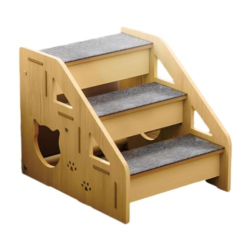 Qianly Hundetreppe Aus Holz, Leiter, 3 Stufen, Welpentreppe, Haustiertreppe für Auto, Bett, Innenbereich Qianly Hundetreppe Aus Holz, Leiter, 3 Stufen, Welpentreppe, Haustiertreppe für Auto, Bett, Innenbereich von Qianly