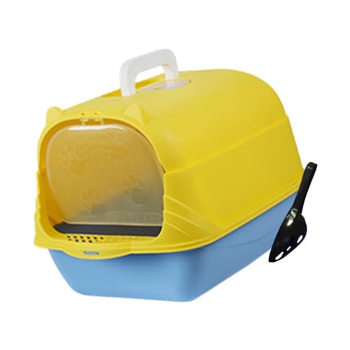Qianly Katze mit Kapuze Und Deckel, Kätzchentöpfchen, Geschlossene Katzentoilette mit Katzentoilette vor Der Tür, Handheld Blau Gelb Qianly Katze mit Kapuze Und Deckel, Kätzchentöpfchen, Geschlossene Katzentoilette mit Katzentoilette vor Der Tür, Handheld Blau Gelb von Qianly
