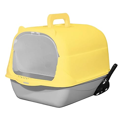 Qianly Katze mit Kapuze Und Deckel, Kätzchentöpfchen, Geschlossene Katzentoilette mit Katzentoilette vor Der Tür, Handheld Grau Gelb Qianly Katze mit Kapuze Und Deckel, Kätzchentöpfchen, Geschlossene Katzentoilette mit Katzentoilette vor Der Tür, Handheld Grau Gelb von Qianly