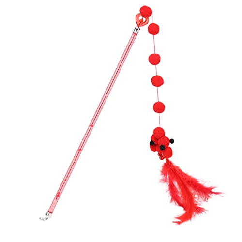 Qianly Katzenfeder Spielzeug für Interaktives Training mit Teaserstab, Rot Qianly Katzenfeder Spielzeug für Interaktives Training mit Teaserstab, Rot von Qianly