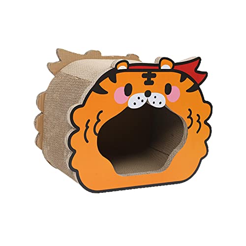 Qianly Katzenhaus-Kratzpads aus Pappe, Hütte, Couch, Wellpappe, Katzenkratzbox, Katzenkratzbrett für den Möbelschutz von Katzen im Innenbereich, zum Spielen, Tiger von Qianly