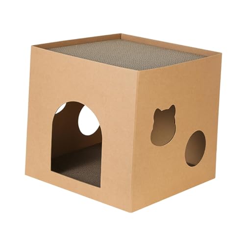 Qianly Katzenkartonhaus, Katzenkratzbrett, Katzenbox, Katzenbett, Wellpappe Kratzbox für Hauskatzen, Braun L Qianly Katzenkartonhaus, Katzenkratzbrett, Katzenbox, Katzenbett, Wellpappe Kratzbox für Hauskatzen, Braun L von Qianly