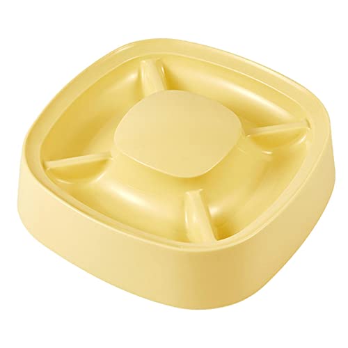 Qianly Katzennapf Tablett für Haustiergeschirr, 4 Abschnitte, Unterteilt für Kleine Hunde, Leicht zu Reinigen, rutschfeste Basis, Größe 27 X 27 X 2,7 cm, GELB von Qianly