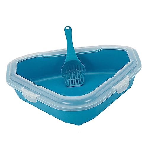 Qianly Katzentoilette für Katzen, Dreieckig mit Schaufel, Einstieg für Kleine Tiere, Blau Qianly Katzentoilette für Katzen, Dreieckig mit Schaufel, Einstieg für Kleine Tiere, Blau von Qianly