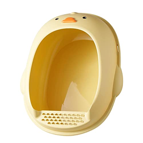 Qianly Katzentoilette in Entenform, halbgeschlossen, spritzwassergeschützt, einfache Reinigung, langlebig, Katzentöpfchen, Kätzchen, Sandkasten, Bettpfanne, GELB von Qianly