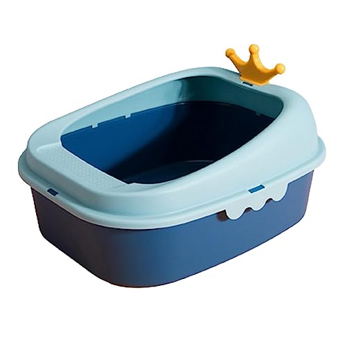Qianly Katzentoilette mit Offenem Deckel, Katzentoilette für Innenkatzen, Blau Qianly Katzentoilette mit Offenem Deckel, Katzentoilette für Innenkatzen, Blau von Qianly