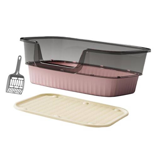 Qianly Katzentoilette mit Sieb Und Hohem Rand, Spritzschutz, Sandkasten Und Abgesenkter Vorderseite, Rosa Qianly Katzentoilette mit Sieb Und Hohem Rand, Spritzschutz, Sandkasten Und Abgesenkter Vorderseite, Rosa von Qianly