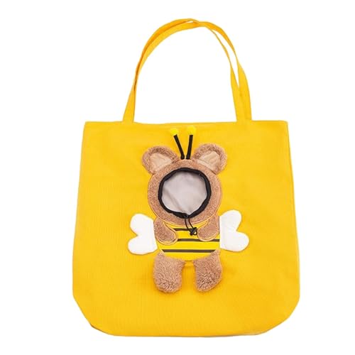 Qianly Katzentragetasche, Katzenhandtasche für den Außenbereich, für kleine Hunde und Katzen, mit Loch für den Kopf, Haustiertasche, Biene XL von Qianly