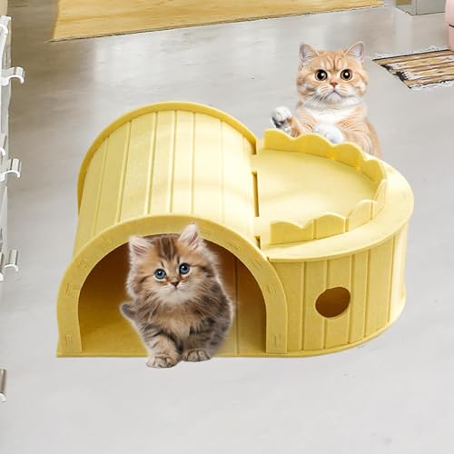 Qianly Katzentunnel Spielröhre Und Katzenhaus Als Haustierbett Geräumiges Versteck Aus Filz für Einfache Montage für Wohnungskatzen Zum Spielen, Gelb Qianly Katzentunnel Spielröhre Und Katzenhaus Als Haustierbett Geräumiges Versteck Aus Filz für Einfache Montage für Wohnungskatzen Zum Spielen, Gelb von Qianly