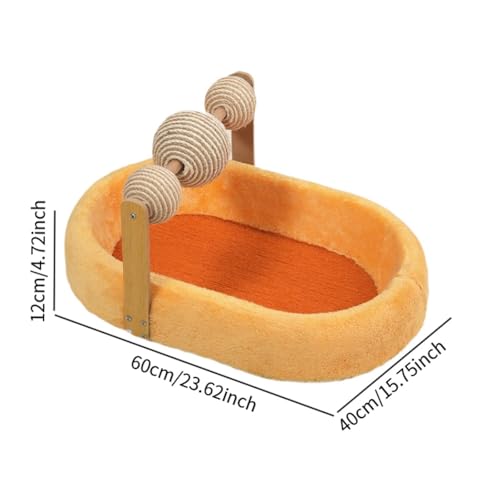 Qianly Kratzbrett Und Kratzmatte mit Interaktivem Sisalball Als Robustes Spielzeug Und Kleiner Kratzbaum für Die Wohnung für Die Tägliche Krallenpflege, Orange von Qianly