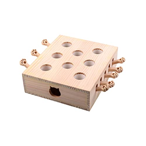 Qianly Lustiges Katzenspielzeug Whack Haustierbedarf Labyrinth-Box Jagd mit 8 Löchern Holz für den Innenbereich Katzen Hof Schlafzimmer, Mäuse-Form von Qianly