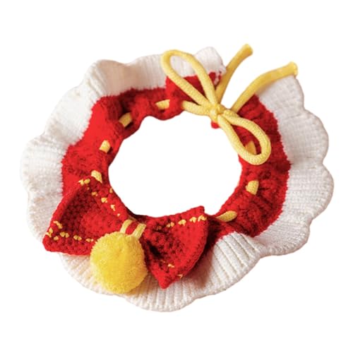 Qianly Neujahrs-Katzenhalsband, handgewebt, Häkel-Lätzchen, verstellbare Kätzchen-Halskette, Schal für Welpen, Stil b von Qianly