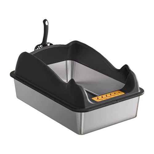 Qianly Öffnen Sie Müllbox Kitty Litter Box Katze Sandbox Öffnen Sie Top Pet Müllschale für Innenkatze, Schwarz Qianly Öffnen Sie Müllbox Kitty Litter Box Katze Sandbox Öffnen Sie Top Pet Müllschale für Innenkatze, Schwarz von Qianly