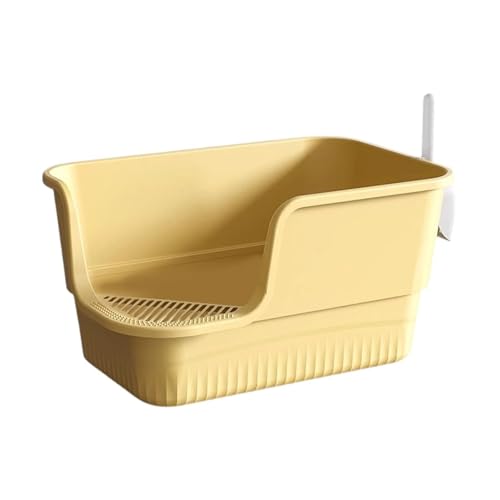 Qianly Offenes Top Haustier Müllschalbabild Katzidentopf Kätzchen Kätzchen Toilette Erhöht Die Katzenträgerschale, Gelb Qianly Offenes Top Haustier Müllschalbabild Katzidentopf Kätzchen Kätzchen Toilette Erhöht Die Katzenträgerschale, Gelb von Qianly