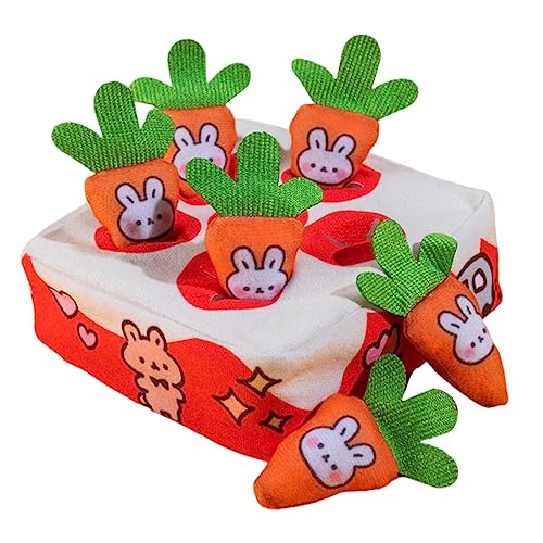 Qianly Plüsch-Karottenspielzeug, interaktives Hundespielzeug, Hunde-Puzzlespielzeug, langsamer Futterspender für kleine, mittelgroße und große Hunde, 6 Stück Karotten von Qianly