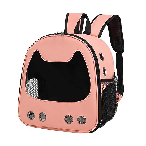 Qianly Rucksack für Haustiere, atmungsaktiv, langlebig, für Kätzchen und Welpen, mit Seitentasche, Faltbare Reisetasche für Haustiere zum Wandern, ROSA von Qianly