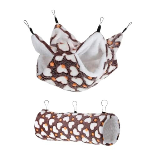 Qianly Set mit 2 Hängemattenbetten für Frettchen Und Ratten, Kleintierkäfigzubehör, Hängetunnelmatte, Kaffee Qianly Set mit 2 Hängemattenbetten für Frettchen Und Ratten, Kleintierkäfigzubehör, Hängetunnelmatte, Kaffee von Qianly