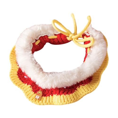 Qianly Strickendes Katzenhalsband, Kätzchen-Halskette, Schal, handgefertigter gestrickter Haustierschal, verstellbar für Kätzchen, L von Qianly