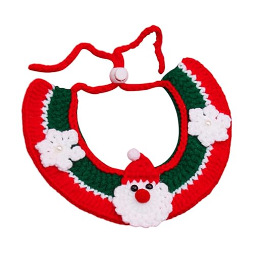 Qianly Strickendes Katzenhalsband, Kätzchen-Halskettenzubehör, Weihnachtskleidung, Urlaub, verstellbares Geschenk, handgewebte Häkel-Lätzchen-Halsbekleidung von Qianly