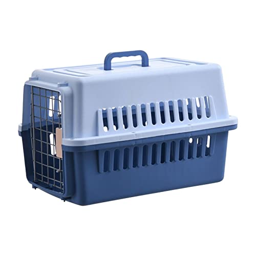 Qianly Tragbarer Hartschalen-Haustierträger Tierträgerkäfig Transportbox Kiste Tragehandtasche Hundereisezwinger für Katzen und Kätzchen, die im Freien, Blau von Qianly