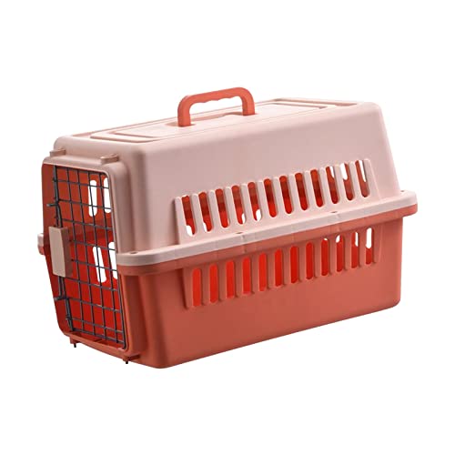 Qianly Tragbarer Hartschalen-Haustierträger Tierträgerkäfig Transportbox Kiste Tragehandtasche Hundereisezwinger für Katzen und Kätzchen, die im Freien, Orange von Qianly