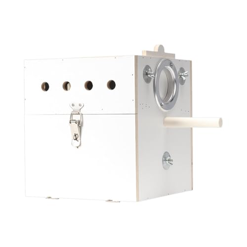 Qianly Vogelnesthaus, Vogelzuchtbox, hölzernes Papageiennest für kleine, mittelgroße Vögel, Links Hängend Weiß von Qianly