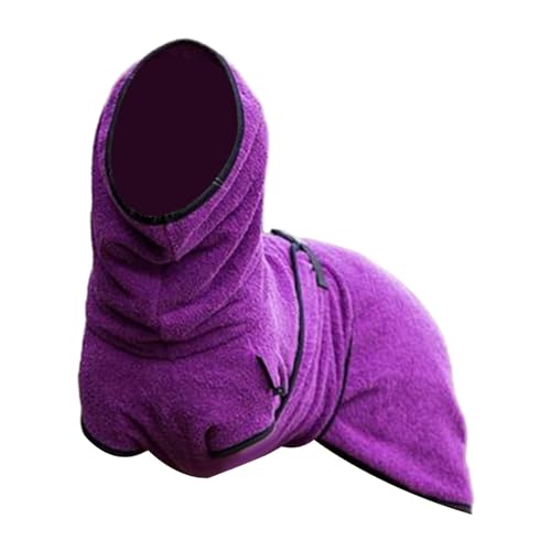 Qianly Warmer Hundemantel, Hundehandtuch für Haustier, Dusche, Bad mit Schnalle, Katzen- und Hunde-Outfit, Hundebademantel für Spaziergänge am Strand, Reisen, Violet S von Qianly