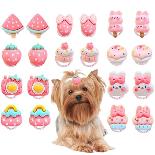 Qiansail Haarschleifen für kleine Hunde, mit Gummibändern, niedliche Blume, Haustierpflege, Haarschmuck für Chihuahuas, Yorkshire (Wassermelone), 20 Stück von Qiansail